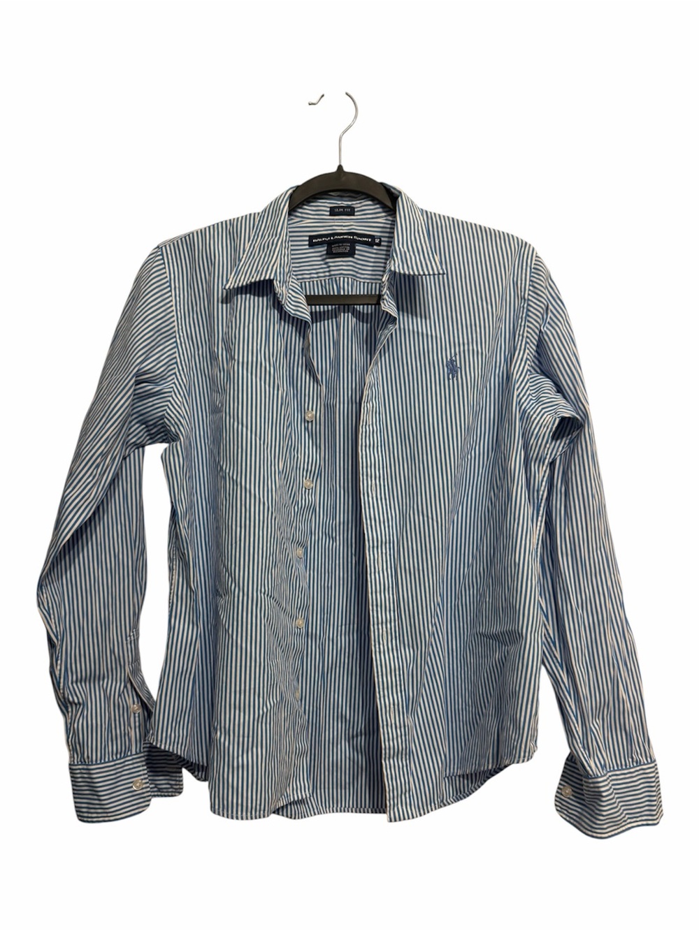 Ralph Lauren Blue and White Striped Button-Down Shirt